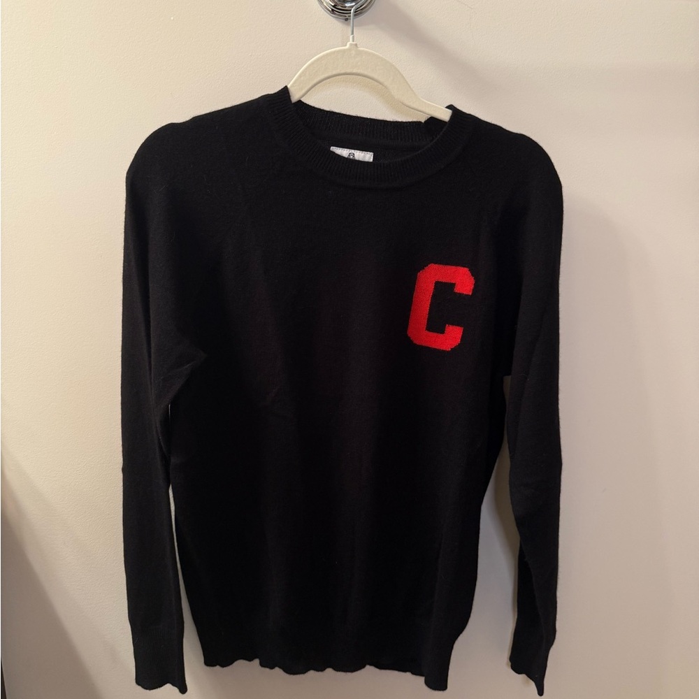 100% Cashmere Sweater Black with Red C